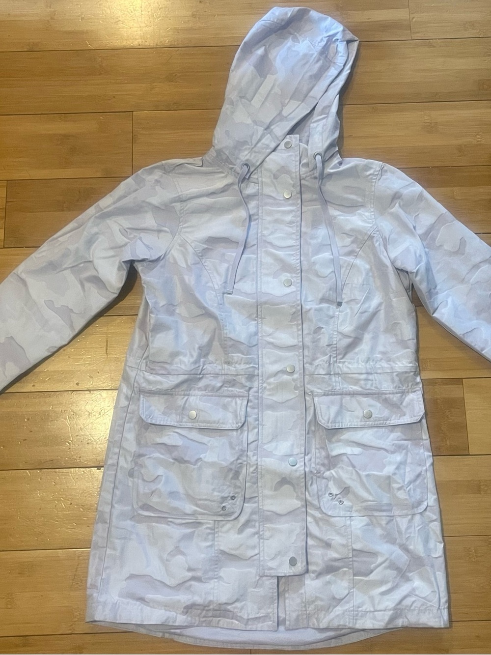 Athletic Works Womens Hooded Utility Rain Jacket Camo Lavender Size S 4/6